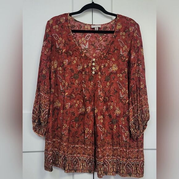 DressBarn established 1962 woman long sleeve floral blouse, 1X - Picture 1 of 9